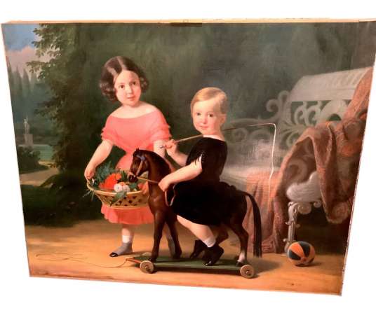 French Painting 1st Half Of The 19th Century "the Royal Children"