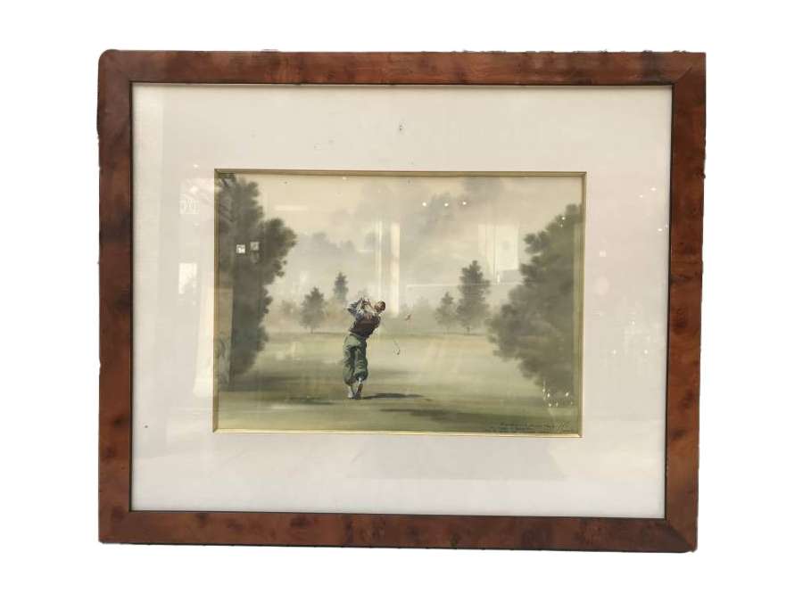 Engraving of a man who practises time-class golf 20 th