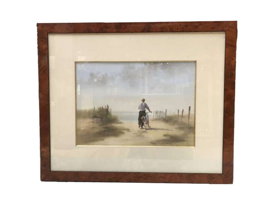Gravure of a bicycle ride 20 th