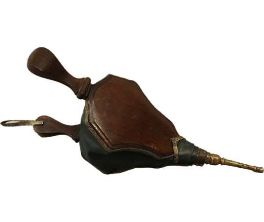 Antique fireplace bellows in varnished solid mahogany from the 19th century