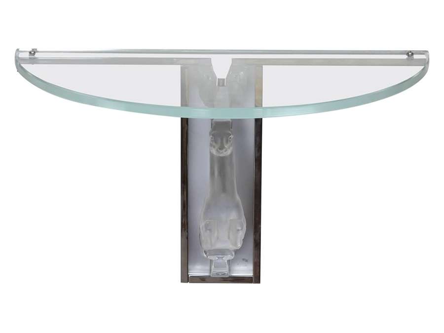 Lalique France: Console stag + glass of 20th century