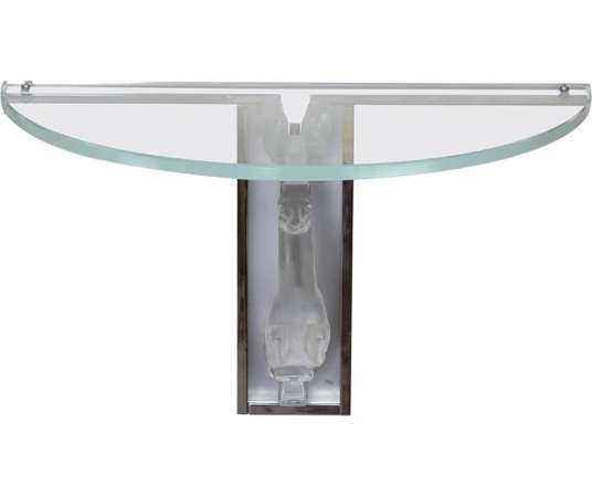 Lalique France: Console stag + glass of 20th century