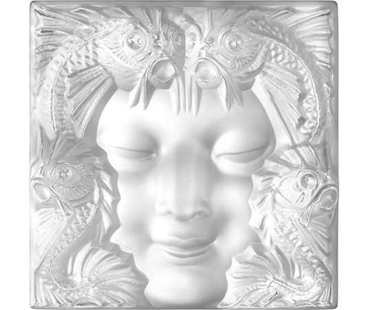 René Lalique: "Mask of a woman" + decorative pattern in glass from 20th century