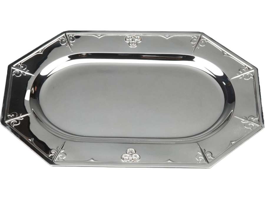 CARDEILHAC silversmith - Solid silver dish, - 45 cm - XIXth "Fer de lance" model