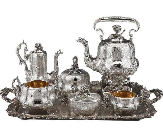 Charles Nicolas ODIOT - Important tea / coffee set in sterling silver XIXè