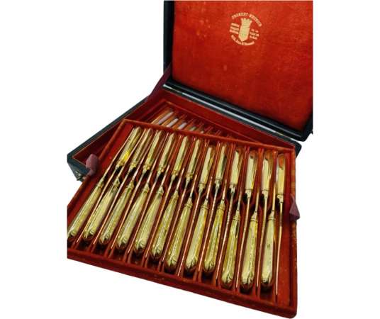 Froment Meurice - Box of 48 mother-of-pearl and vermeil knives