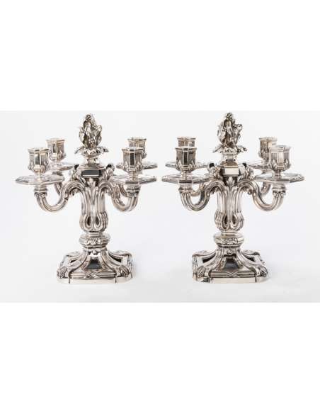 pair of XIXTH Silver candelabra - Goldsmith :TETARD-Bozaart