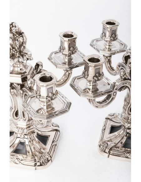 pair of XIXTH Silver candelabra - Goldsmith :TETARD-Bozaart