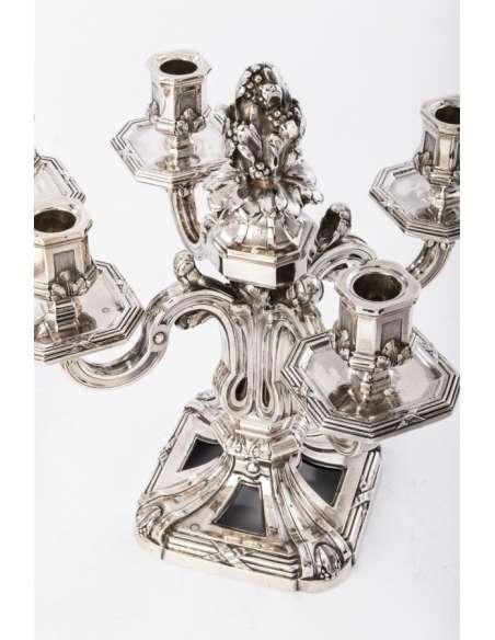 pair of XIXTH Silver candelabra - Goldsmith :TETARD-Bozaart