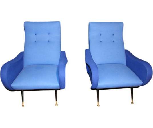 Italian Pair of Mid-Century Modern Chairs In The Style Of Zanuso