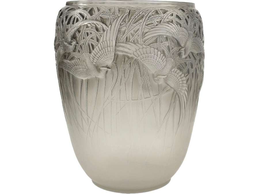 René Lalique: Vase « Aigrettes » 1931+ en verre de 20e siècle
