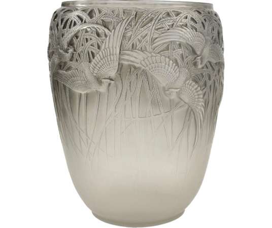 René Lalique: Vase « Aigrettes » 1931+ en verre de 20e siècle