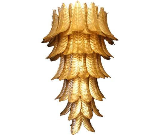 Long Golden Murano Glass Chandelier in Palm Tree Shape 5 800,00€