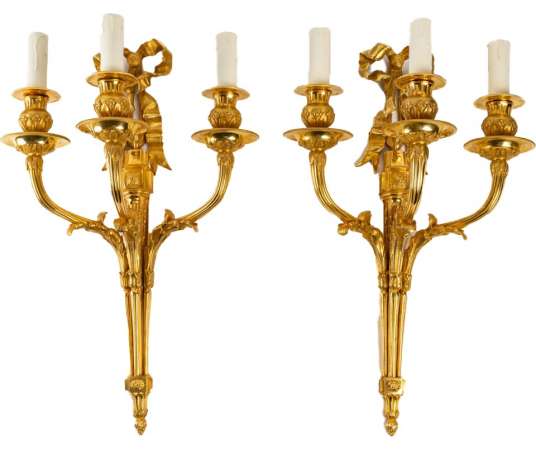 A Pair of Napoléon III Period (1852 - 1870) Wall-Lights. 19th century.