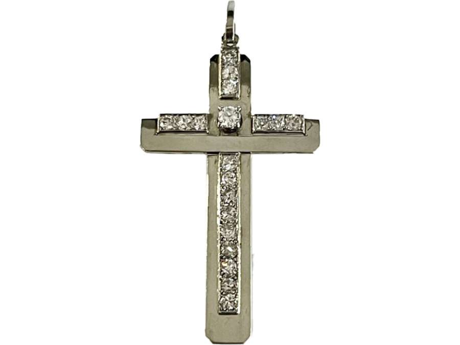 Cross in gold and diamonds Art-deco period