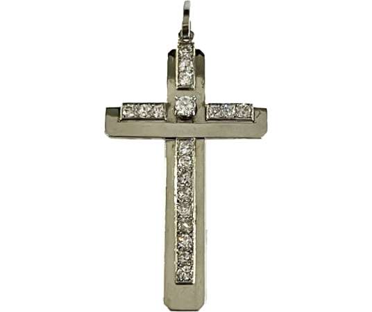 Cross in gold and diamonds Art-deco period