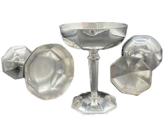 Orfèvre BOULENGER - Suite de DOUZE COUPES en argent massif ART DECO