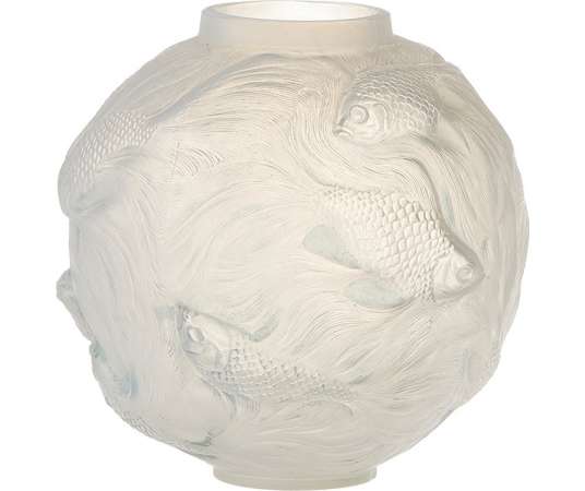 René lalique: Vase "Formose"+ en verre opalescent de 20e siècle