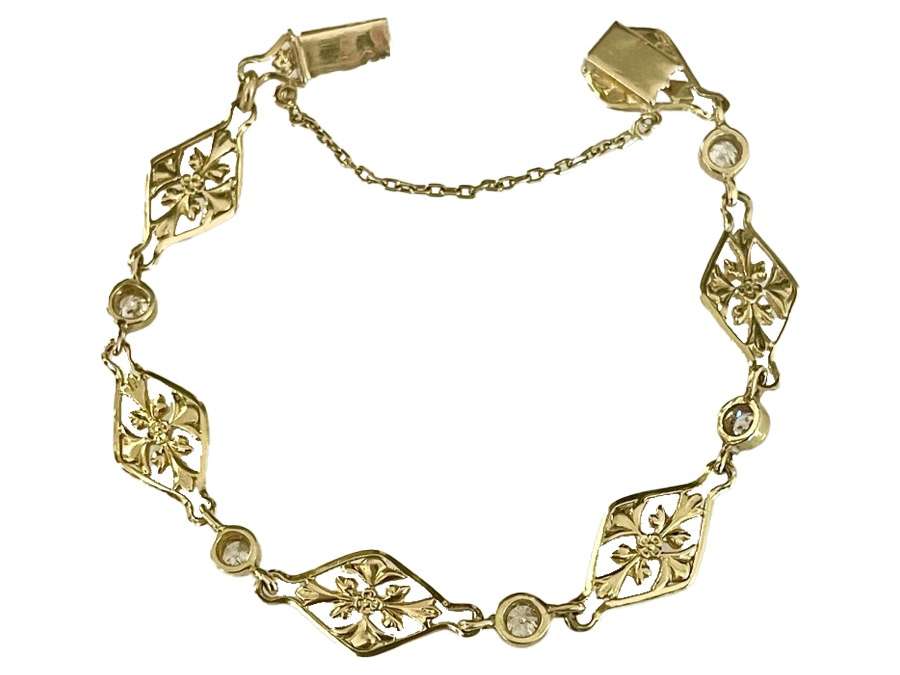 Bracelet Art-Nouveau en or et diamants