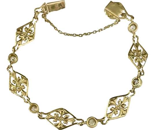 Art-Nouveau bracelet in gold and diamonds