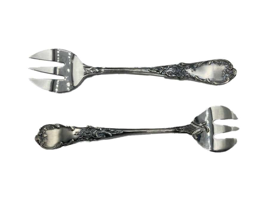 12 fourchettes à huitres en métal argenté