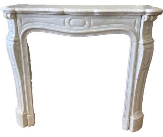 ANTIQUE FIREPLACE IN WHITE CARRARA MARBLE DATING FROM THE END OF THE 19TH CENTURY CALLED...