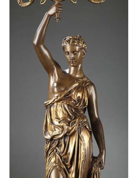 Barbedienne - Pair of Torchères in bronze by DUBOIS & FALGUIERE-Bozaart