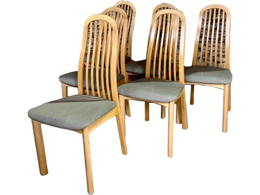 Suite of 6 Scandinavian chairs from the 20th century