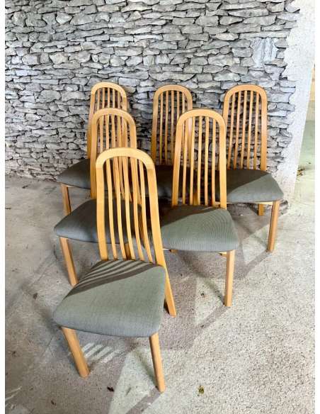 Suite of 6 Scandinavian chairs from the 20th century-Bozaart