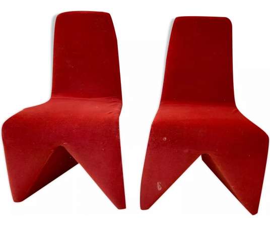 Deux sièges vintage en tissu du 20ème siècle