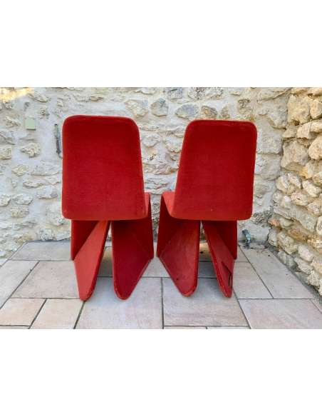 Deux sièges vintage en tissu du 20ème siècle-Bozaart