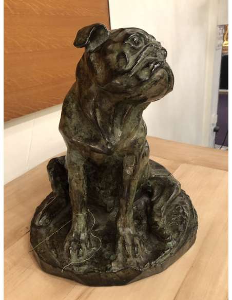 Vintage sculpture chien carlin en bronze du 20ème siècle-Bozaart