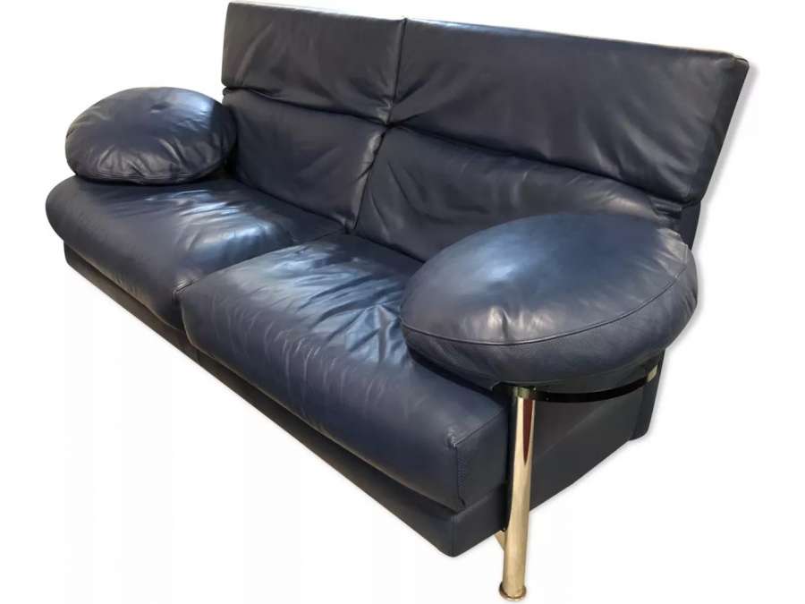Vintage Italian leather sofa+ from the 20th century by Paolo Piva