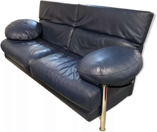 Vintage Italian leather sofa from the 20th century by Paolo Piva