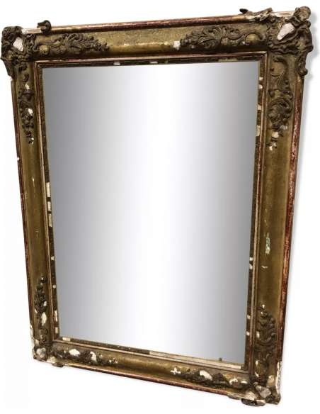 19th century gilded wooden mirror-Bozaart