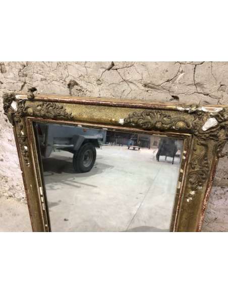 19th century gilded wooden mirror-Bozaart