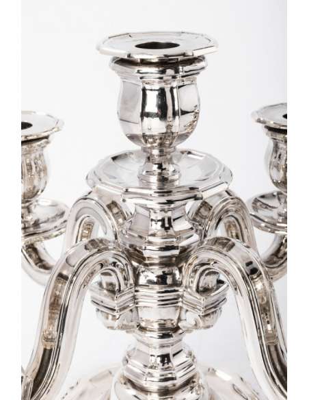 Pair of candelabra in sterling silver circa 1930-Goldsmith TETARD Frères-Bozaart