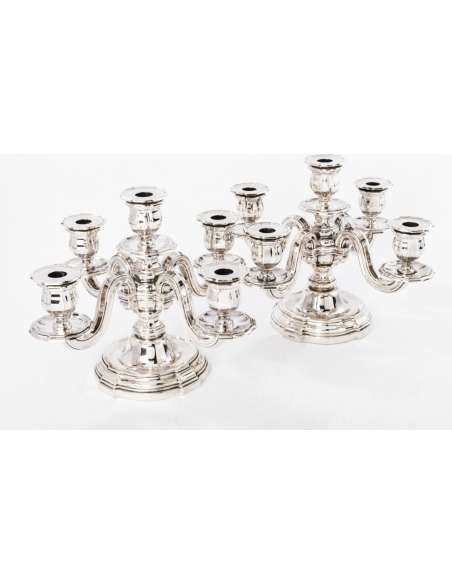 Pair of candelabra in sterling silver circa 1930-Goldsmith TETARD Frères-Bozaart