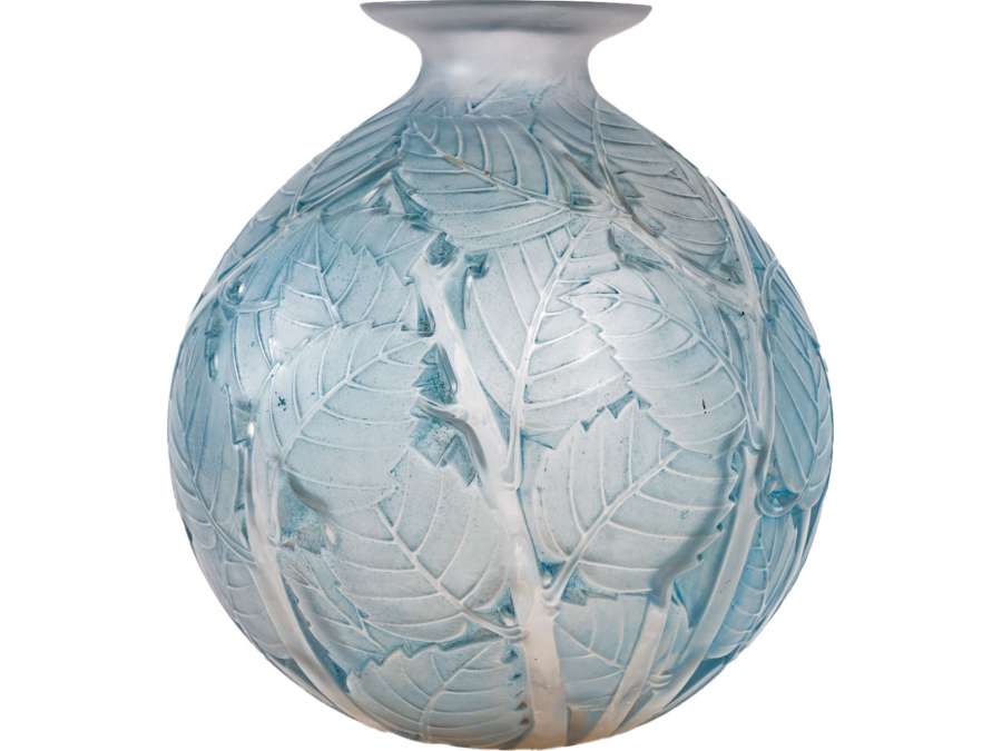 René Lalique: Vase "Milan"+ en verre de 20ème siècle