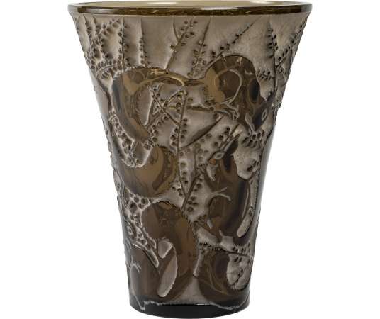 René Lalique: Vase "Sénart "+ of 20th century glass
