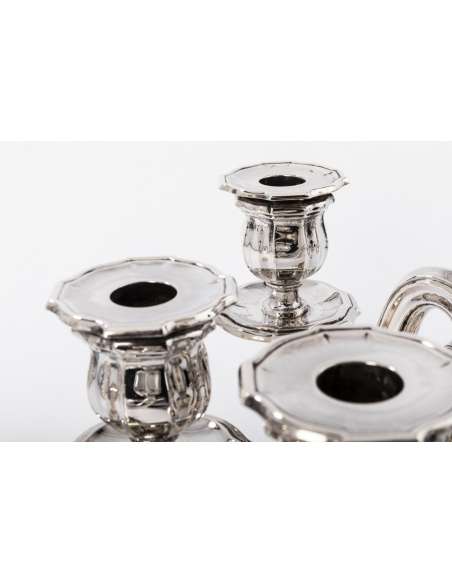 Pair of candelabra in sterling silver circa 1930-Goldsmith TETARD Frères-Bozaart