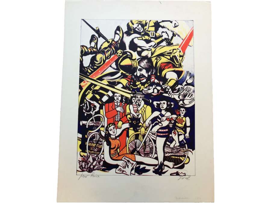 Lithographie "Hommage à Fernand Léger" De Goudmundur ERRO, épreuve d'artiste signée.