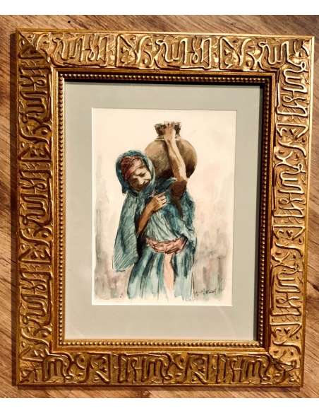 Orientalist Framed Watercolor Contemporary Work-Bozaart