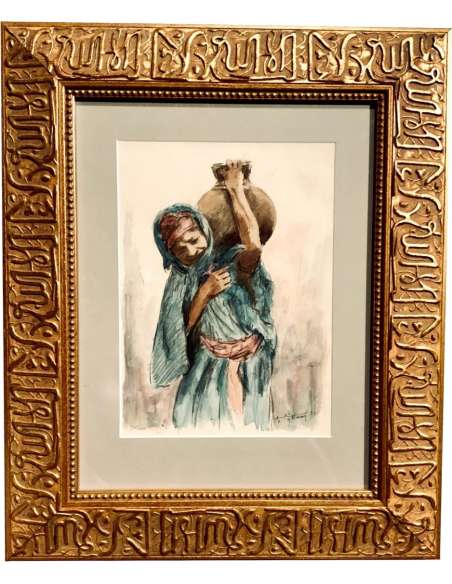 Orientalist Framed Watercolor Contemporary Work-Bozaart