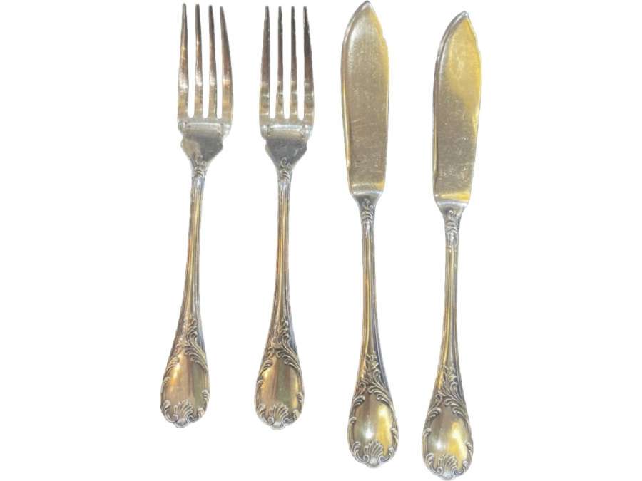 Christofle: "Marly" 12 pieces of silver plated fishware+ from 20th century