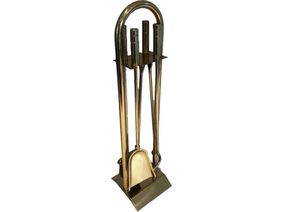 20th Century Brass Fireplace Set