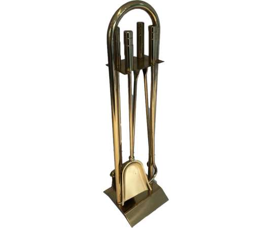 20th Century Brass Fireplace Set