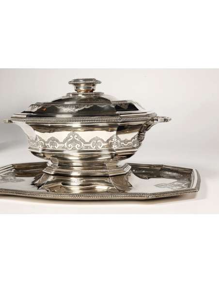 Silversmith Roussel- centerpiece in its "dormant" in silver XXth-Bozaart