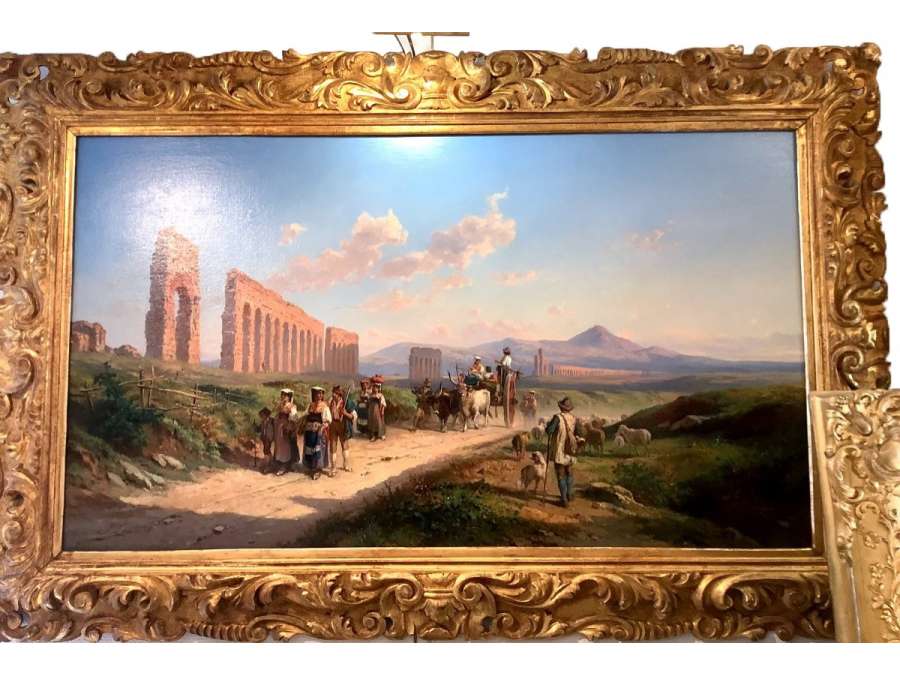 Johann Zanhd, huile sur toile +de style Napoleon III de 19eme siècle