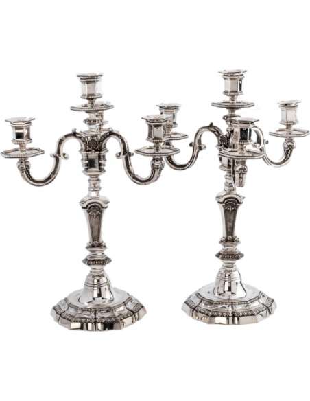 A. AUCOC Pair Of Nineteenth Cen. Solid Silver Candelabra-Bozaart